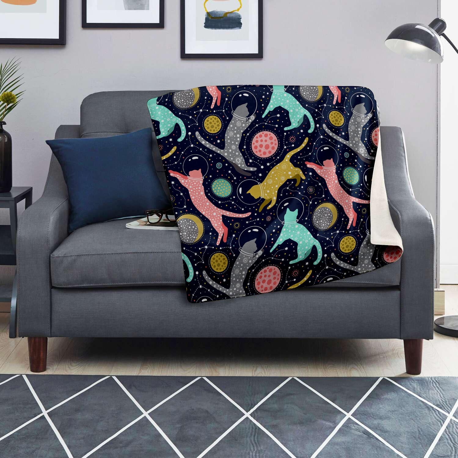 Space Cat Print Blanket-grizzshop