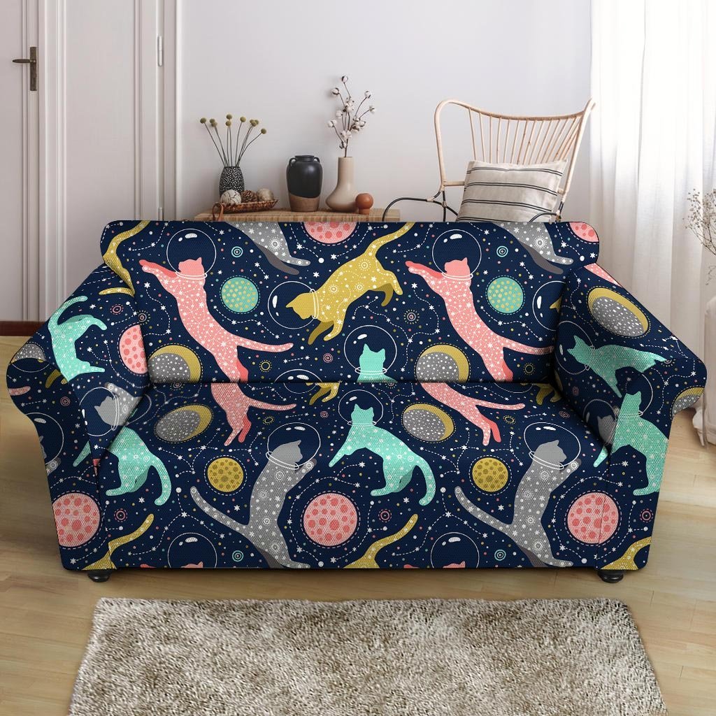 Space Cat Print Loveseat Cover-grizzshop