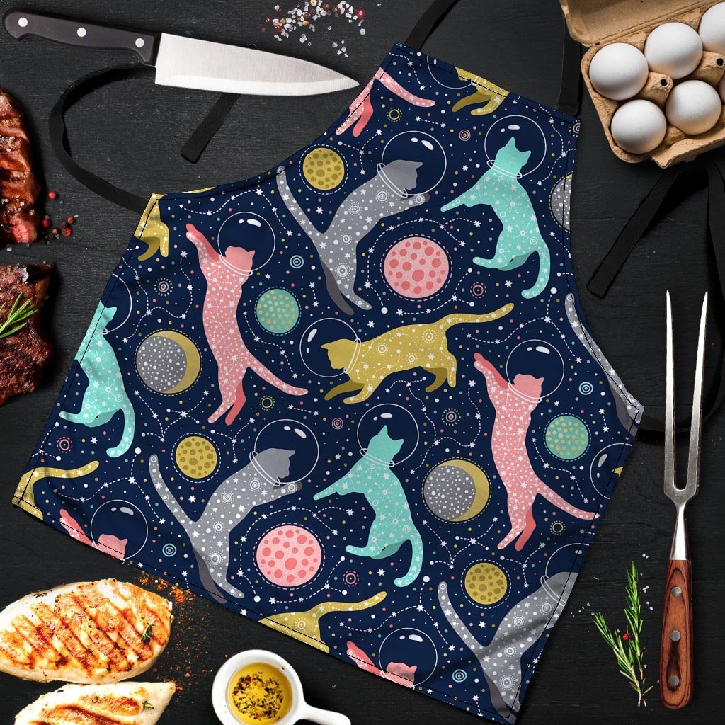 Space Cat Print Men's Apron-grizzshop