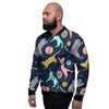 Space Cat Print Men's Bomber Jacket-grizzshop