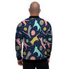 Space Cat Print Men's Bomber Jacket-grizzshop