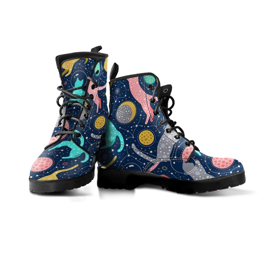Space Cat Print Men's Boots-grizzshop