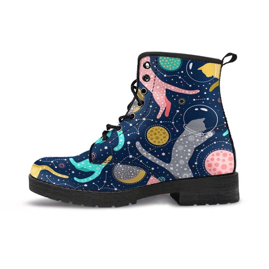 Space Cat Print Men's Boots-grizzshop