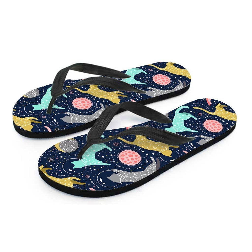 Space Cat Print Men's Flip Flops-grizzshop