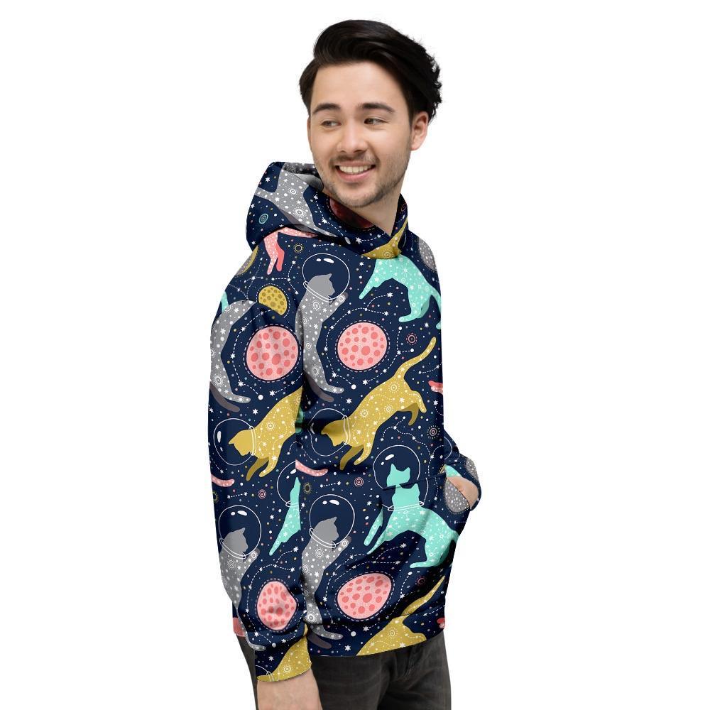 Space Cat Print Men's Hoodie-grizzshop