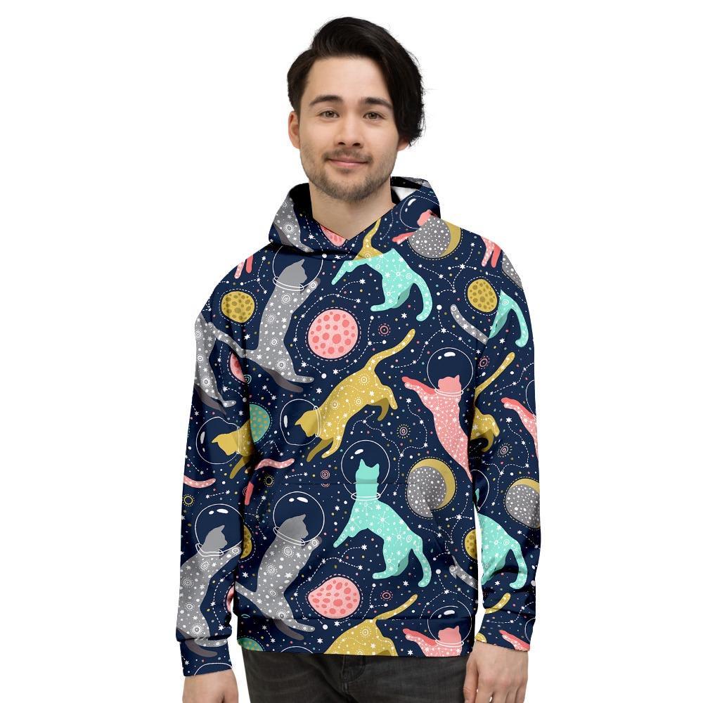 Space Cat Print Men's Hoodie-grizzshop