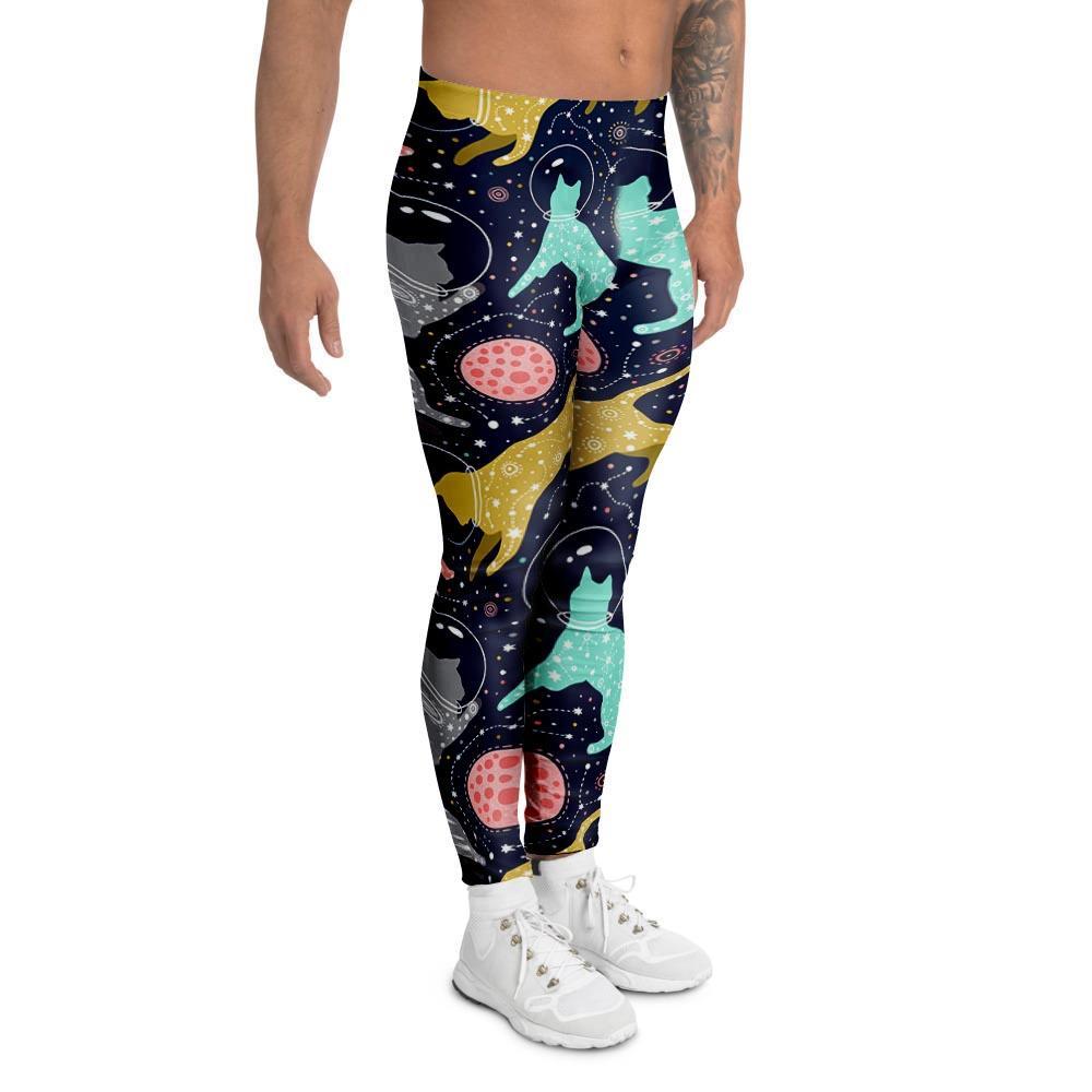 Space Cat Print Men's Leggings-grizzshop