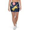 Space Cat Print Mini Skirt-grizzshop