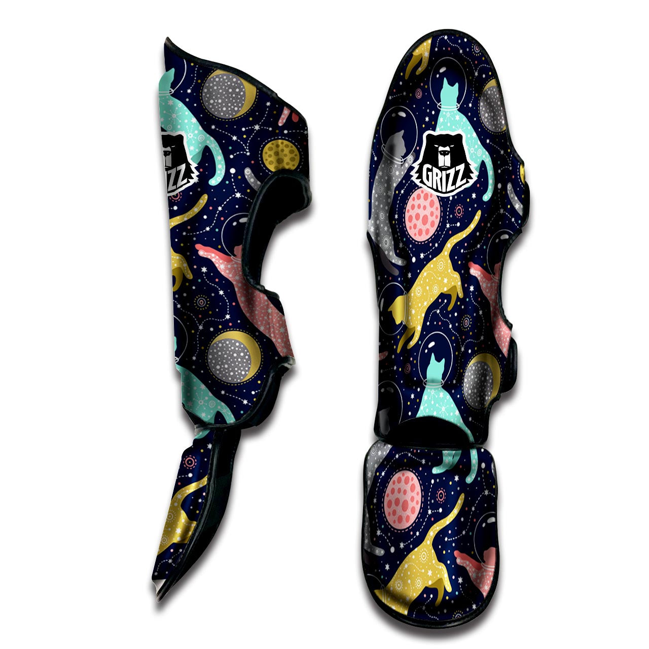 Space Cat Print Muay Thai Shin Guard-grizzshop