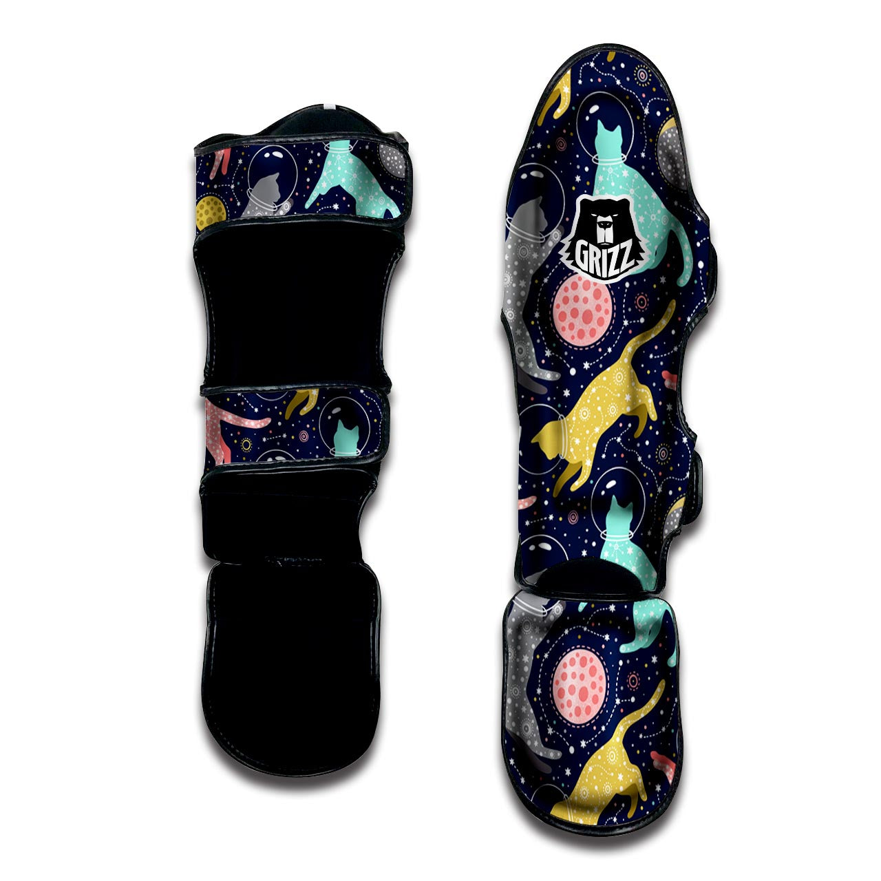 Space Cat Print Muay Thai Shin Guard-grizzshop