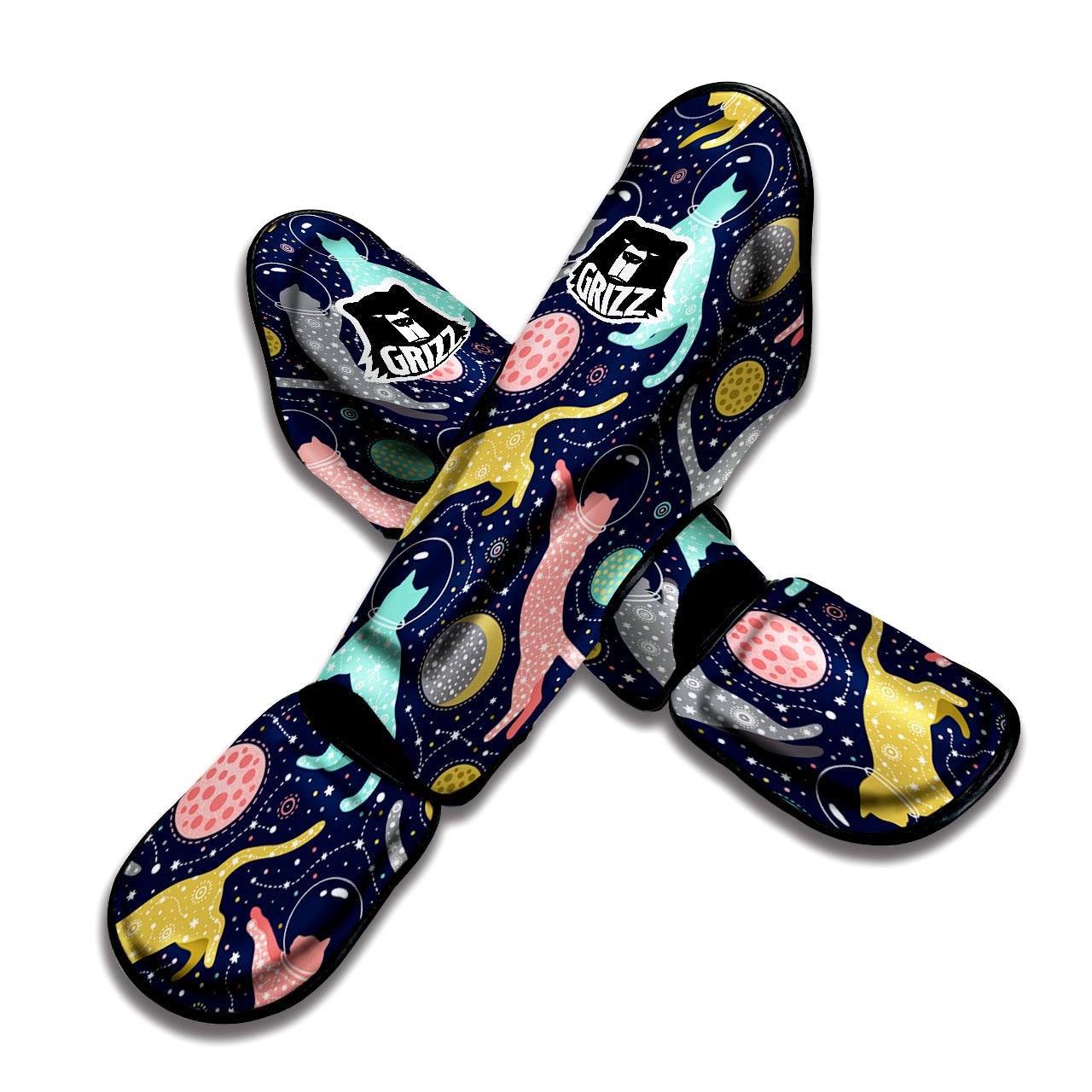 Space Cat Print Muay Thai Shin Guard-grizzshop