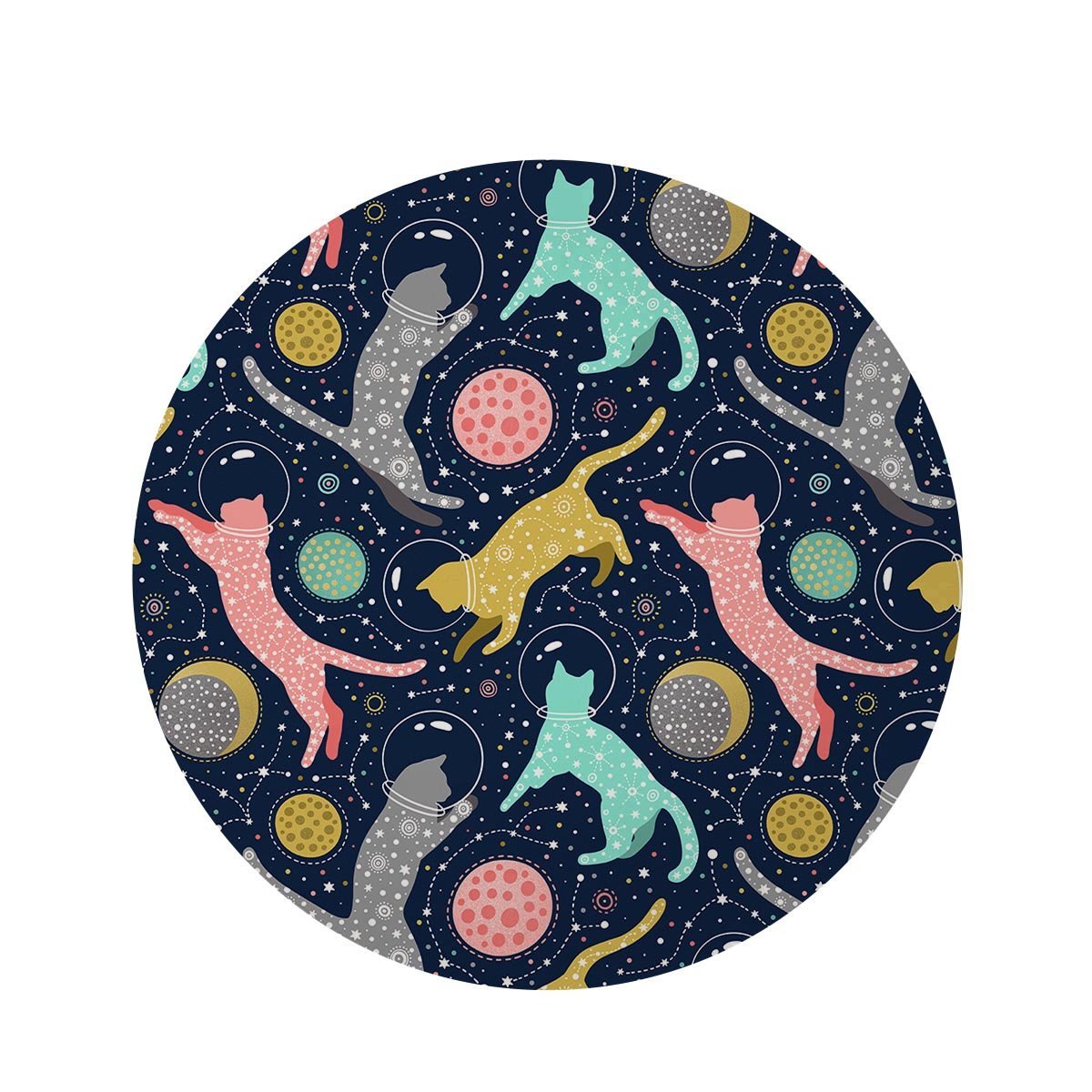 Space Cat Print Round Rug-grizzshop