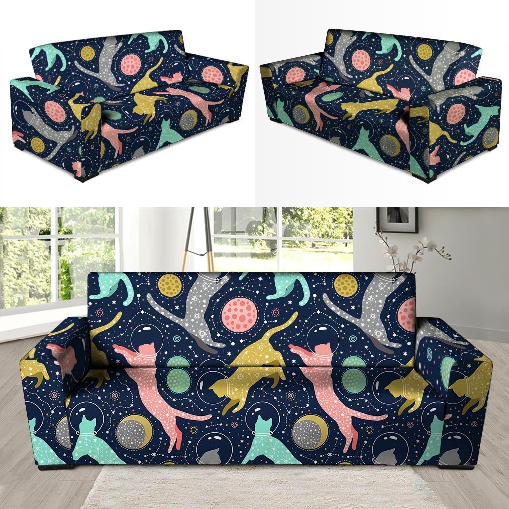 Space Cat Print Sofa Cover-grizzshop