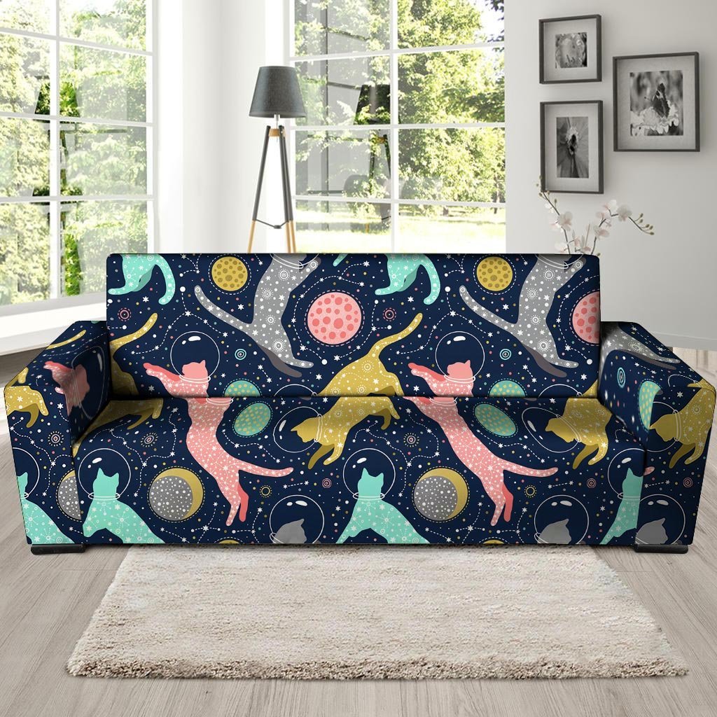 Space Cat Print Sofa Cover-grizzshop