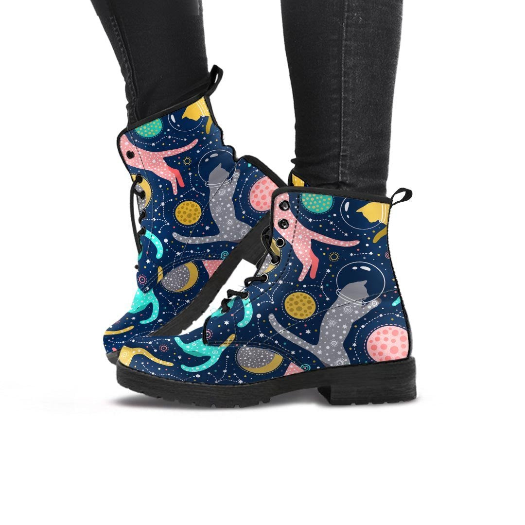 Space Cat Print Women's Boots-grizzshop