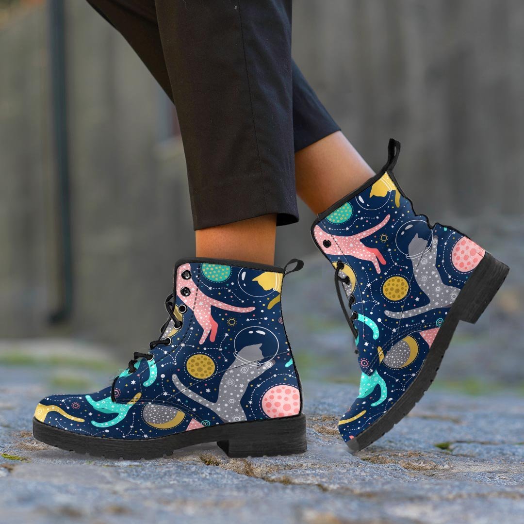 Space Cat Print Women's Boots-grizzshop