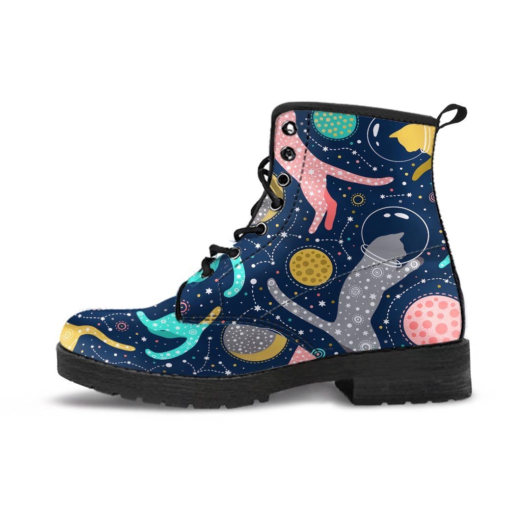 Space Cat Print Women's Boots-grizzshop