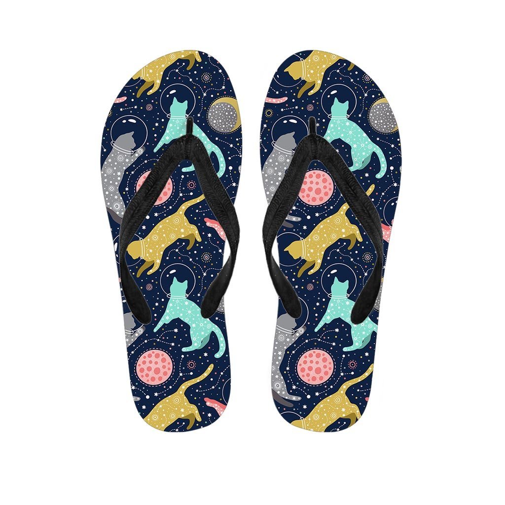 Space Cat Print Women's Flip Flops-grizzshop