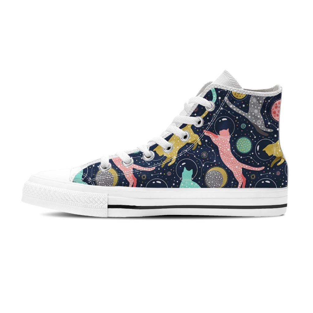 Space Cat Print Women's High Top Shoes-grizzshop