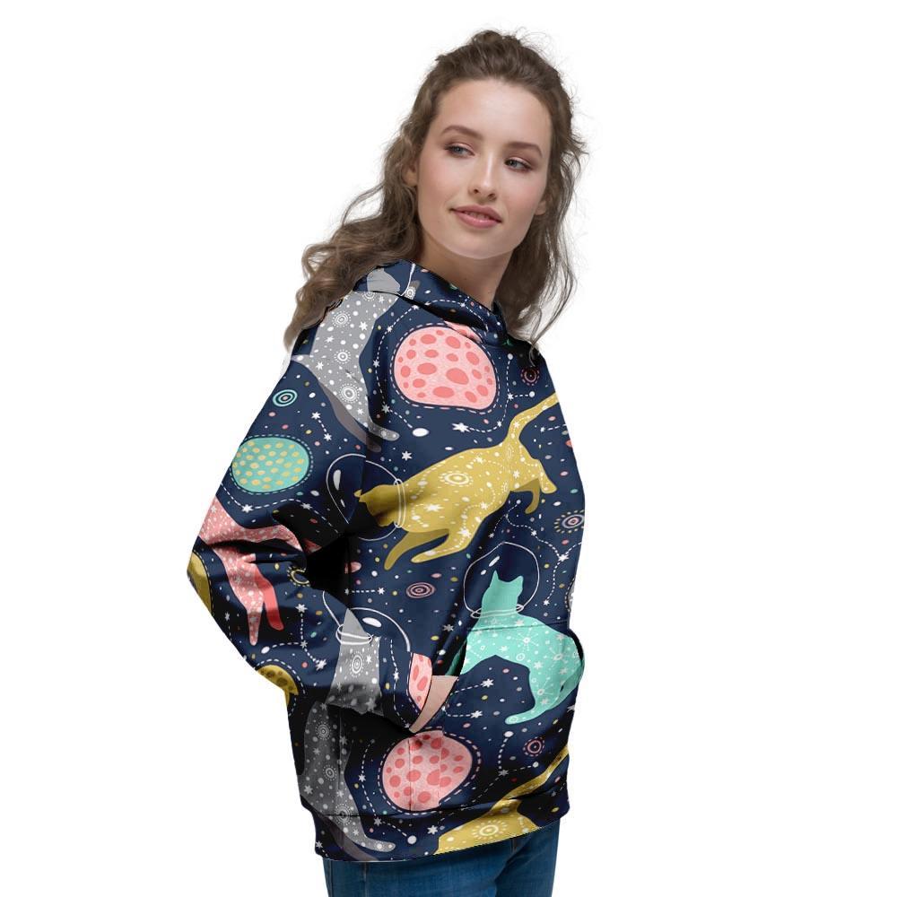 Space Cat Print Women's Hoodie-grizzshop