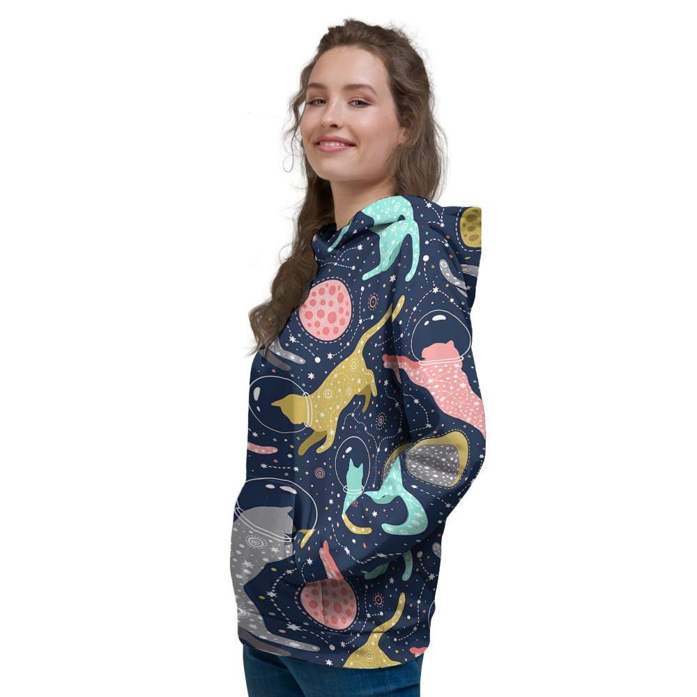 Space Cat Print Women's Hoodie-grizzshop