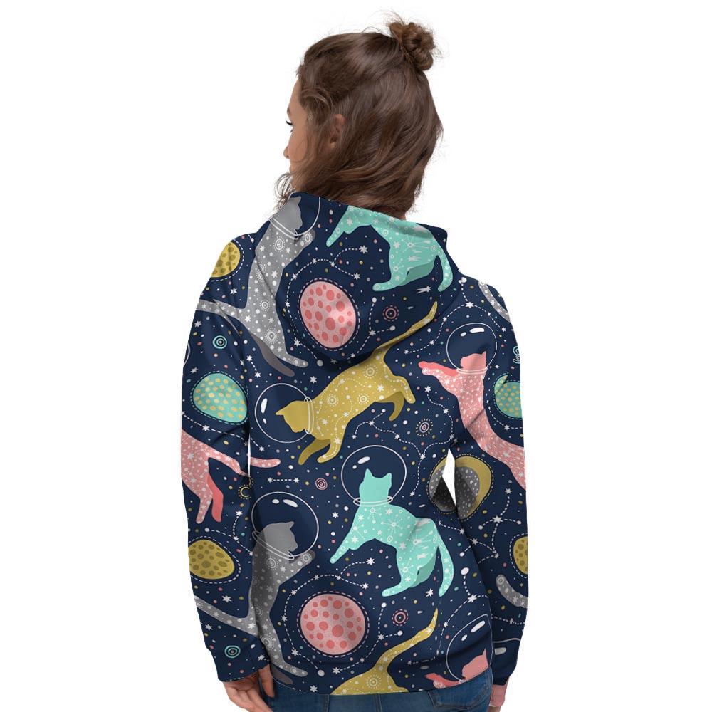 Space Cat Print Women's Hoodie-grizzshop