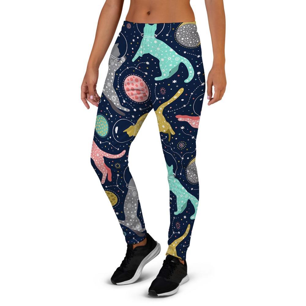 Space Cat Print Women's Joggers-grizzshop