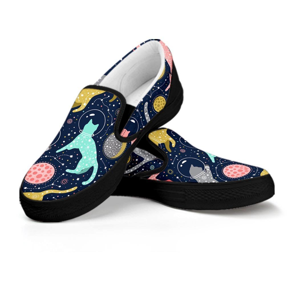 Space Cat Print Women's Slip On Sneakers-grizzshop