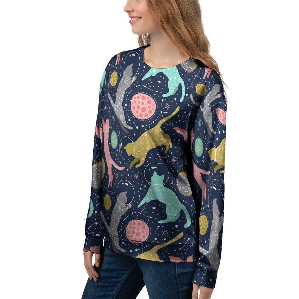 Space Cat Print Women's Sweatshirt-grizzshop