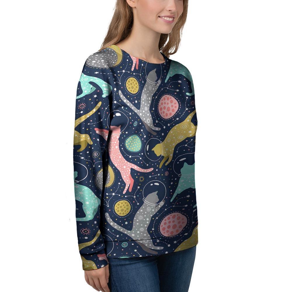 Space Cat Print Women's Sweatshirt-grizzshop