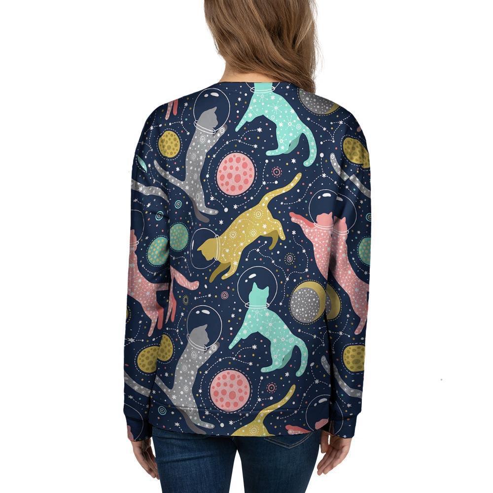 Space Cat Print Women's Sweatshirt-grizzshop