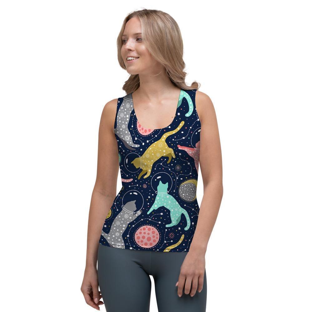 Space Cat Print Women's Tank Top-grizzshop