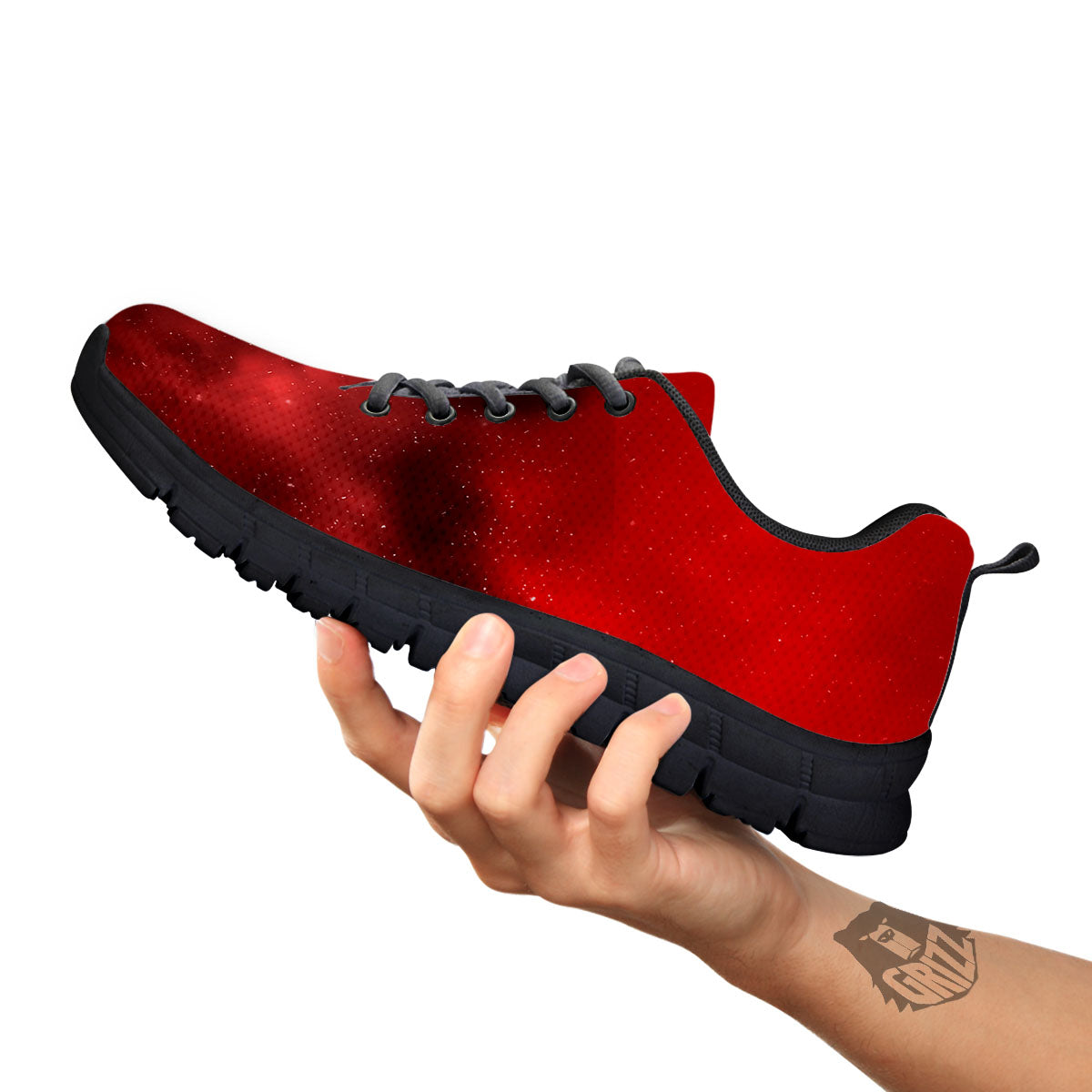 Space Cloud Red Galaxy Print Black Sneaker-grizzshop