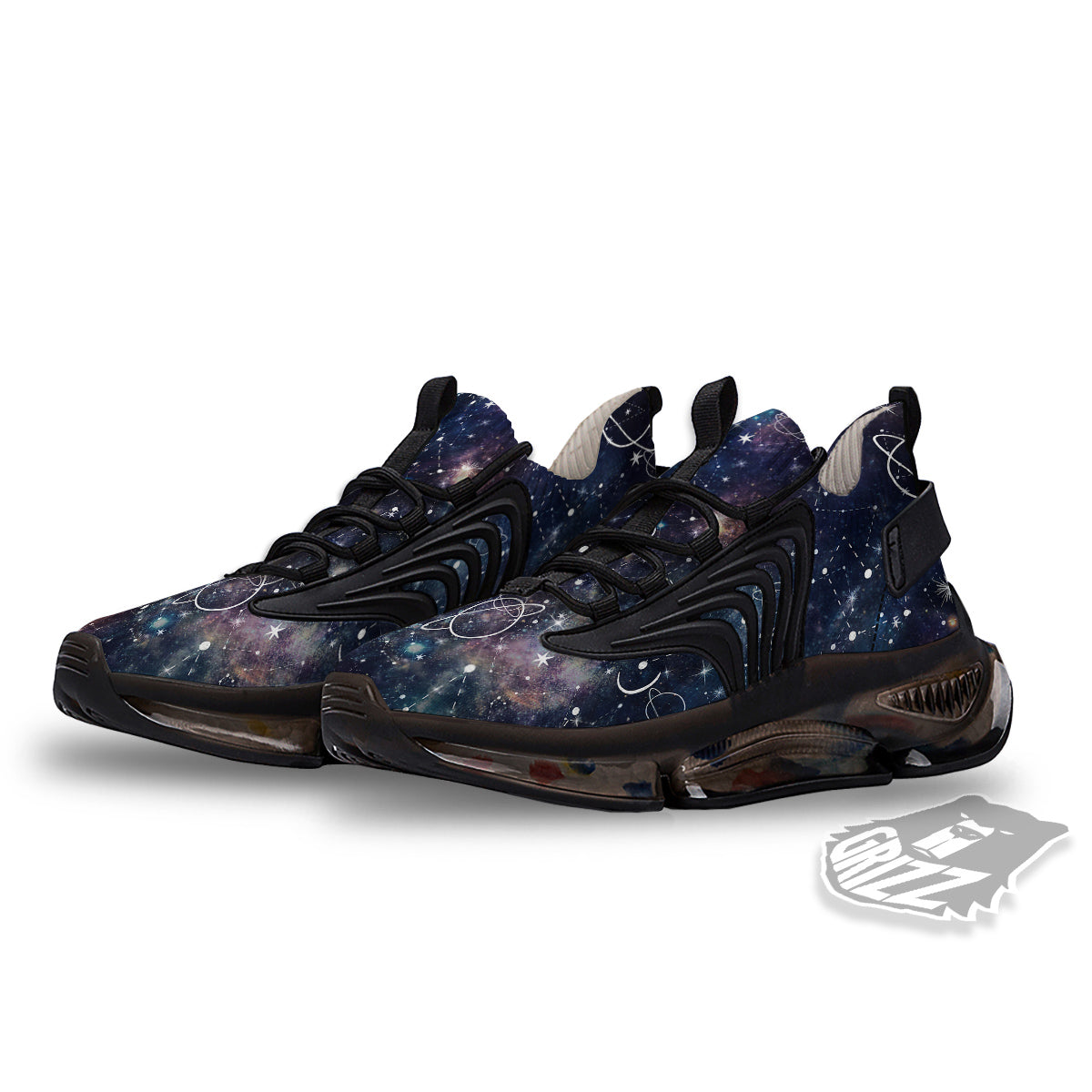 Space Constellation Galaxy Print Black Gym Shoes-grizzshop