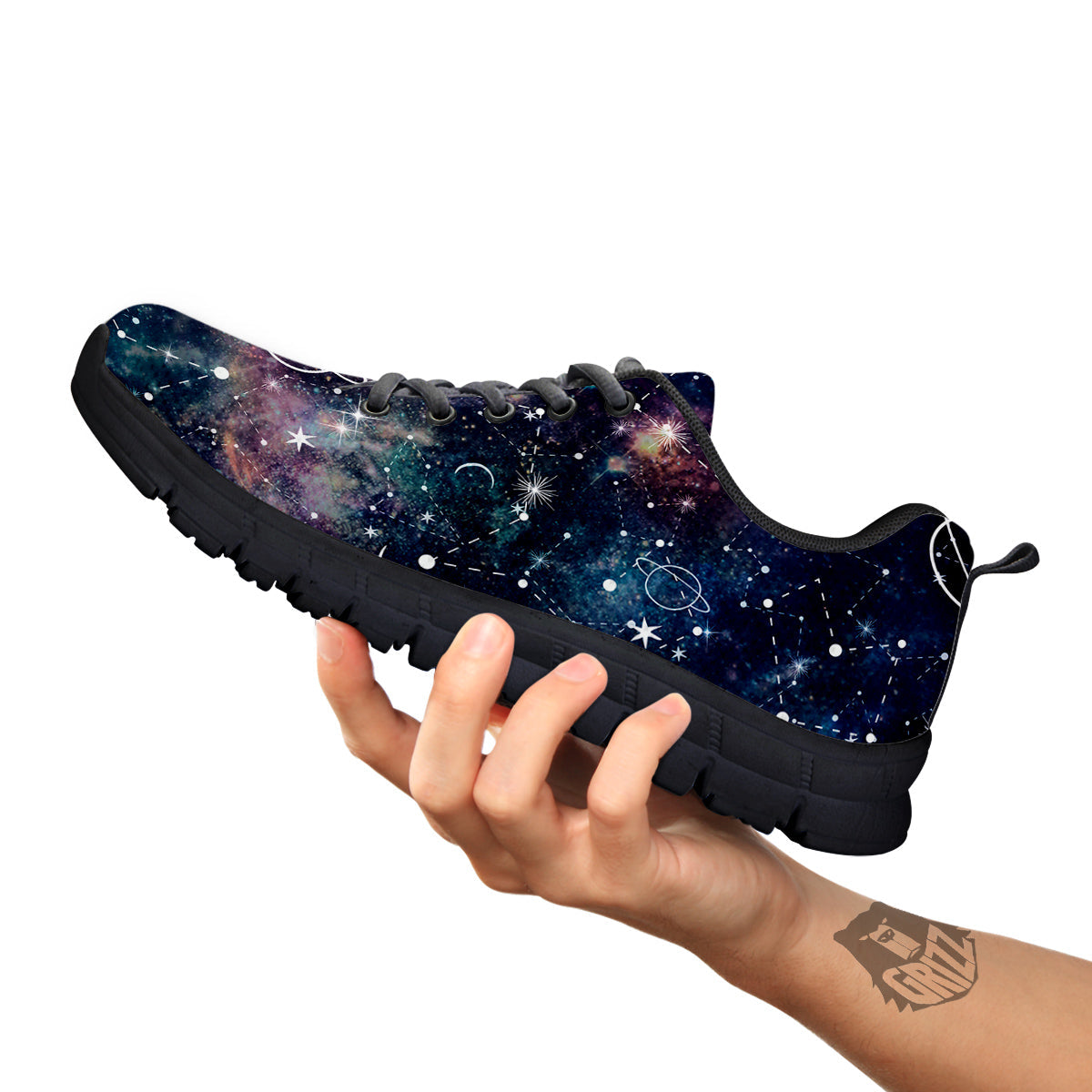Space Constellation Galaxy Print Black Sneaker-grizzshop