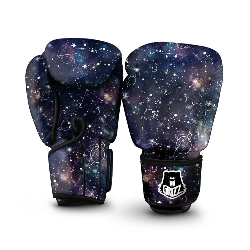 Space Constellation Galaxy Print Boxing Gloves-grizzshop
