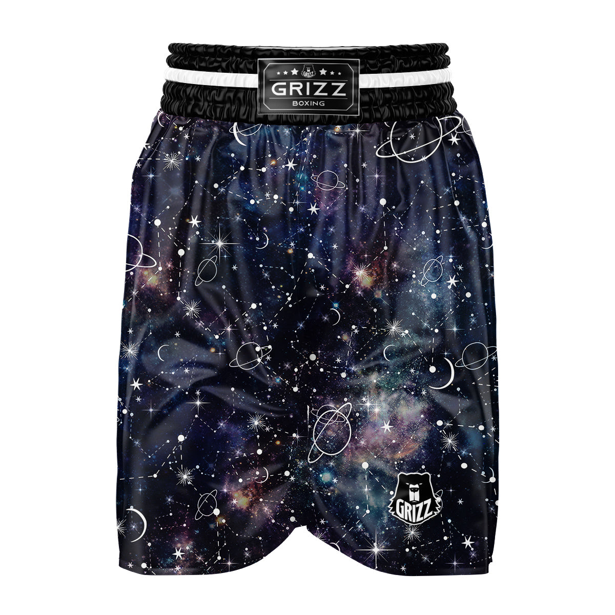 Space Constellation Galaxy Print Boxing Shorts-grizzshop