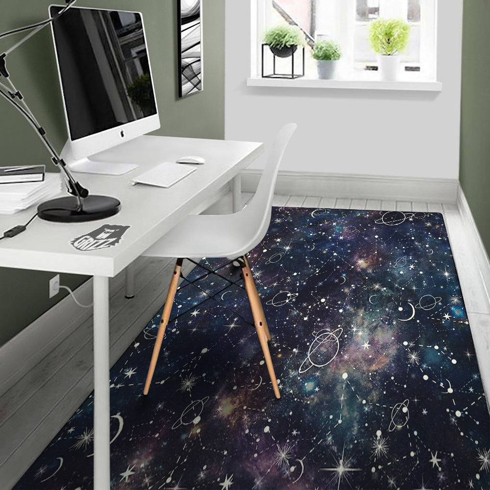 Space Constellation Galaxy Print Floor Mat-grizzshop