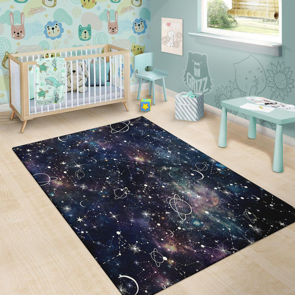 Space Constellation Galaxy Print Floor Mat-grizzshop