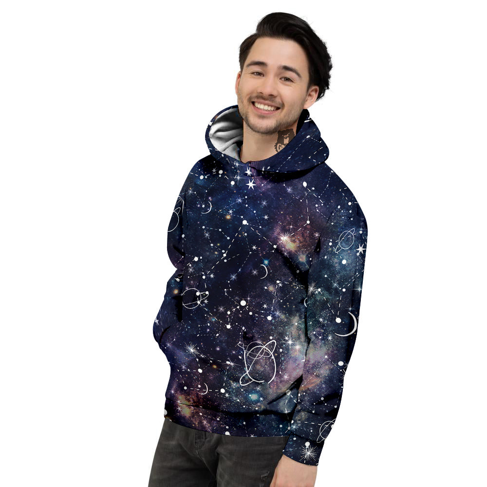 Space Constellation Galaxy Print Men's Hoodie-grizzshop