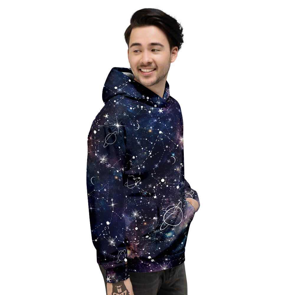 Space Constellation Galaxy Print Men's Hoodie-grizzshop