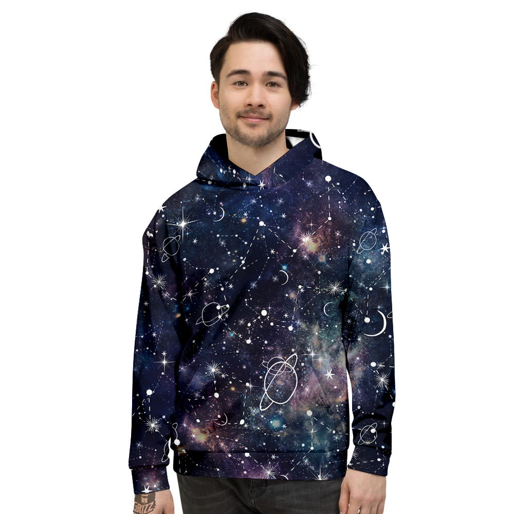 Space Constellation Galaxy Print Men's Hoodie-grizzshop