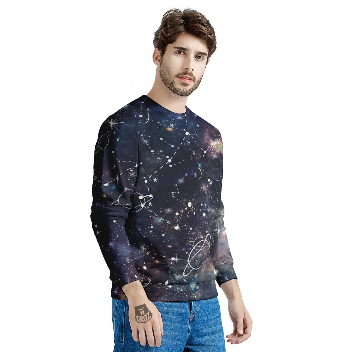 Space Constellation Galaxy Print Men's Sweatshirt-grizzshop