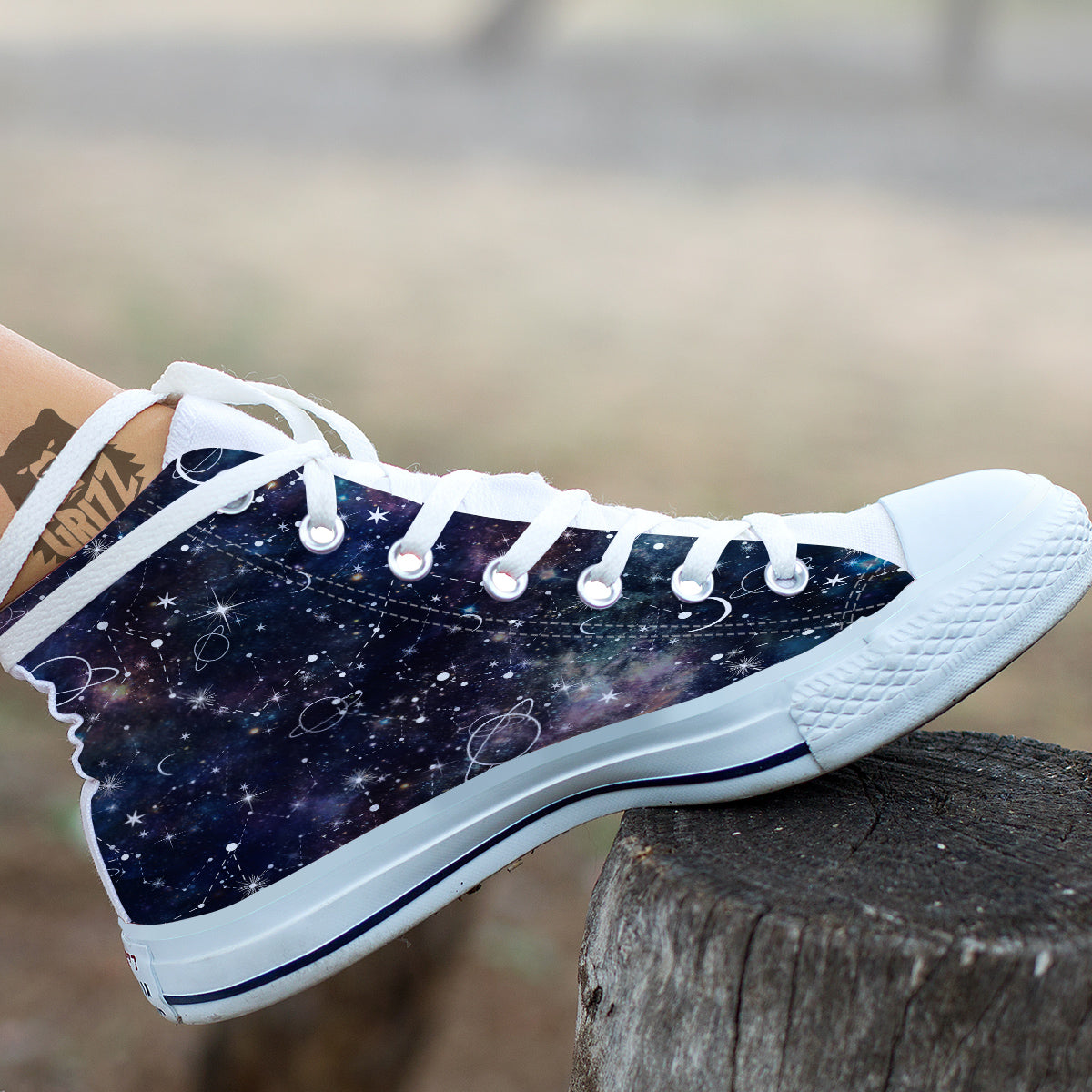 Space Constellation Galaxy Print White High Top Shoes-grizzshop