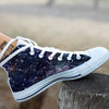 Space Constellation Galaxy Print White High Top Shoes-grizzshop