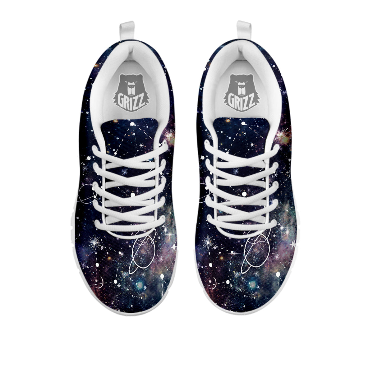 Space Constellation Galaxy Print White Sneaker-grizzshop