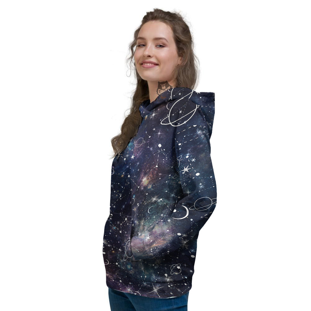 Space Constellation Galaxy Print Women's Hoodie-grizzshop
