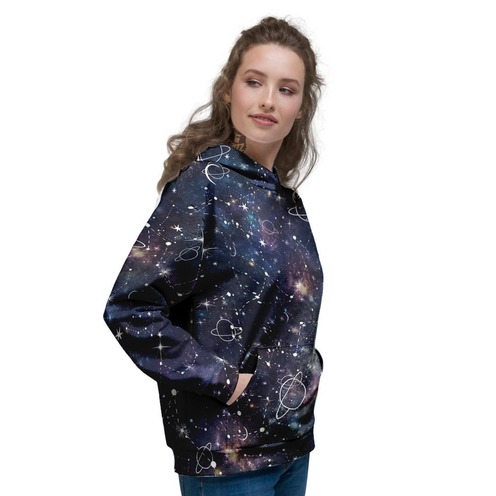 Space Constellation Galaxy Print Women's Hoodie-grizzshop