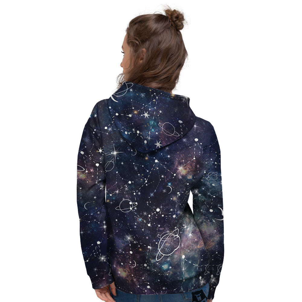 Space Constellation Galaxy Print Women's Hoodie-grizzshop