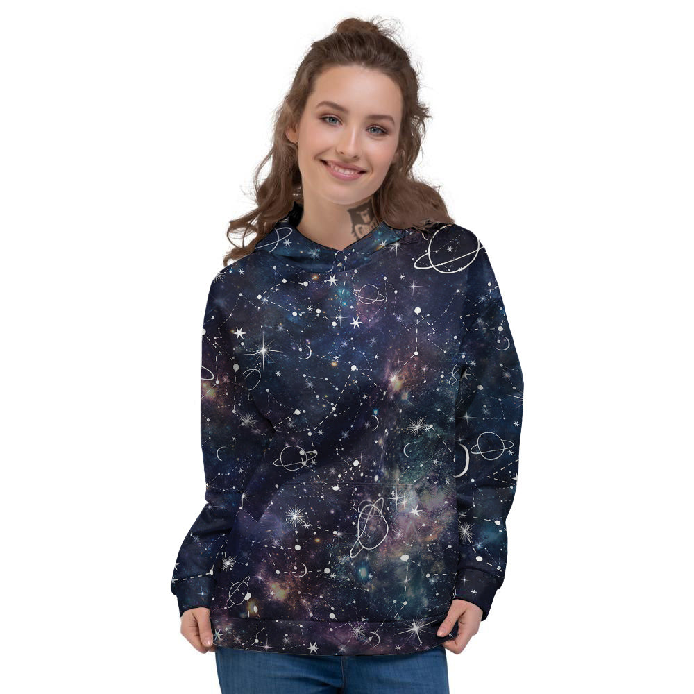 Space Constellation Galaxy Print Women's Hoodie-grizzshop